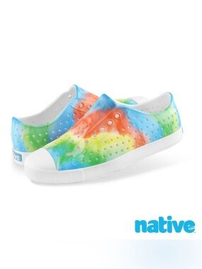 Native Jefferson Sugarlite Kids Shoes Rainbow Gradient 
Tie-Dye Slip-On. New